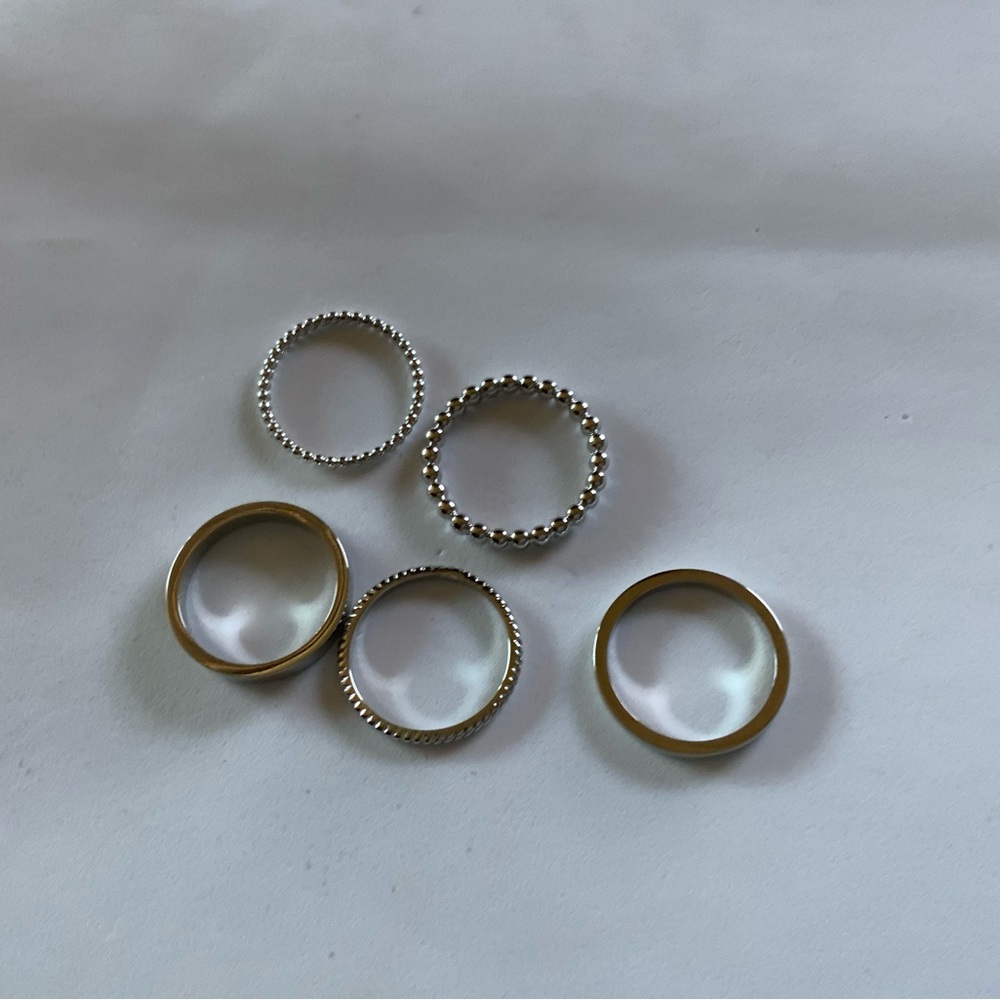 Halogen Mixed Texture Metal Ring Stack - image 6